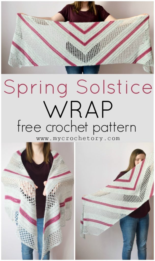 Spring Solstice Wrap: Crochet Pattern for a Rectangular Shawl. Free crochet shawl with stitch charts.
