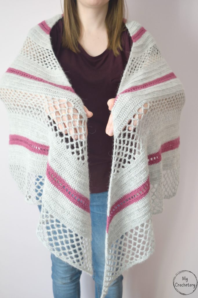 Spring Solstice Wrap: Crochet Pattern for a Rectangular Shawl. Free crochet shawl with stitch charts.