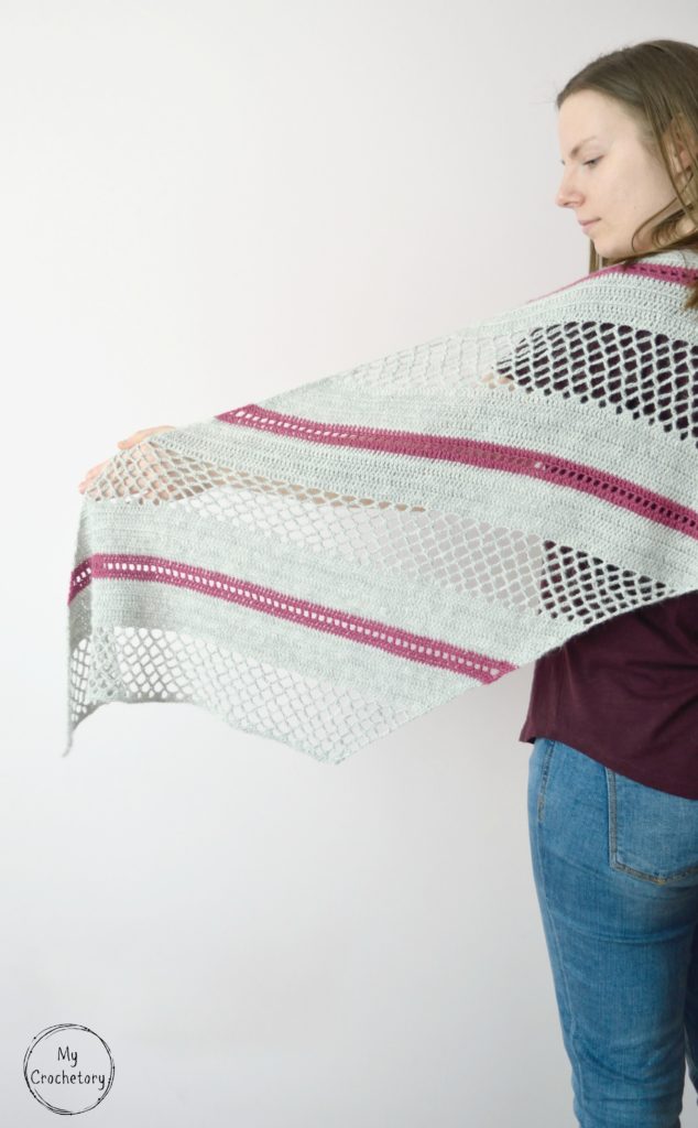 Spring Solstice Wrap: Crochet Pattern for a Rectangular Shawl. Free crochet shawl with stitch charts.