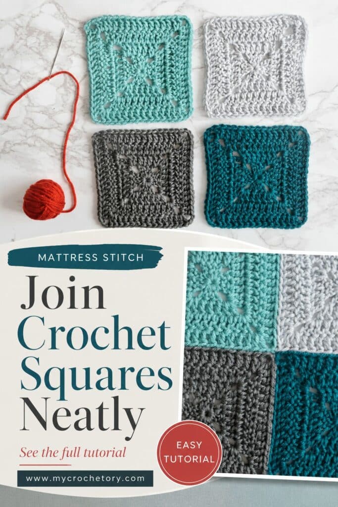 How to join crochet squares neatly with mattress stitch tutorial for granny square blankets