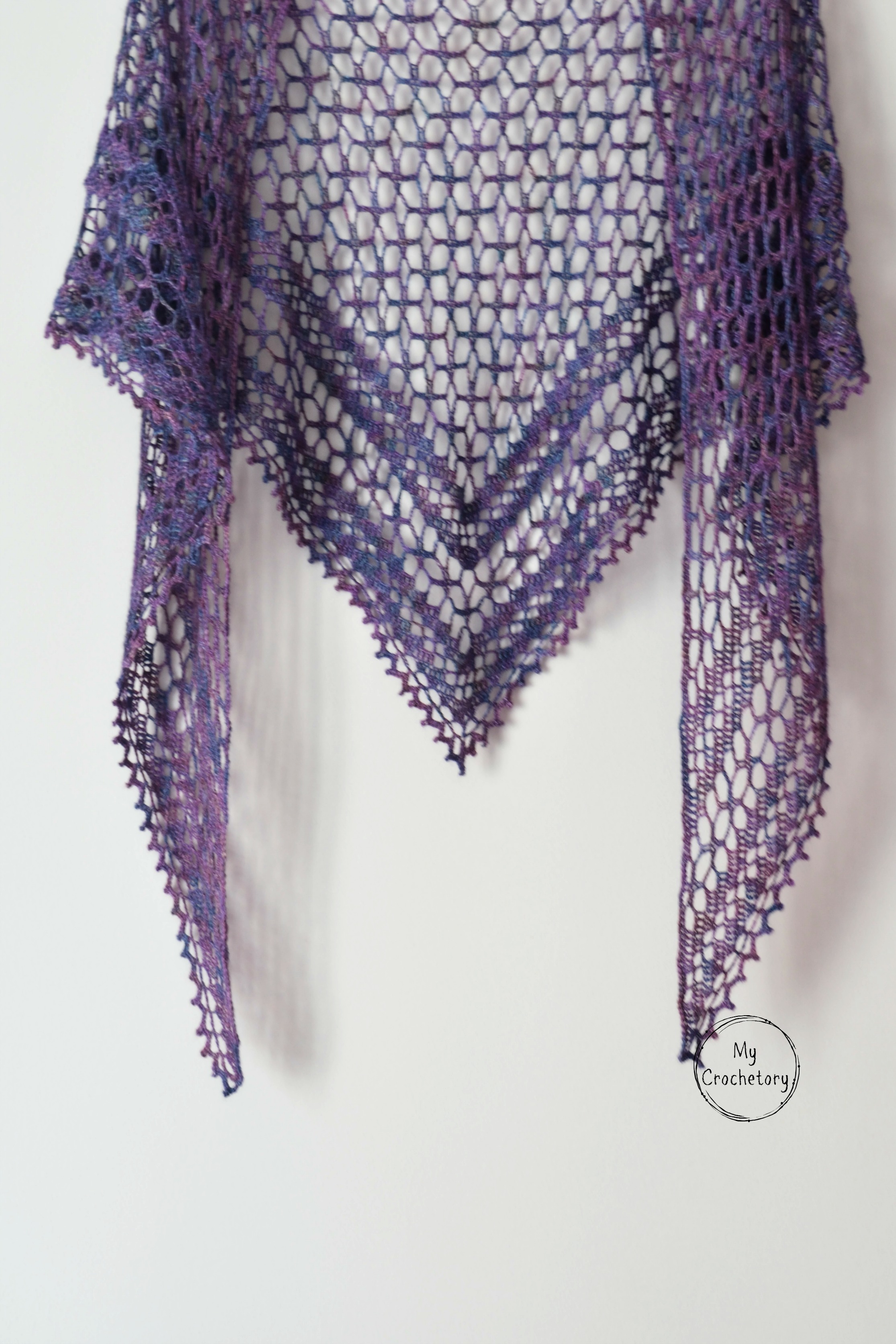 Nightfall Shawl - elegant crochet lace shawl. Free crochet pattern by www.mycrochetory.com
