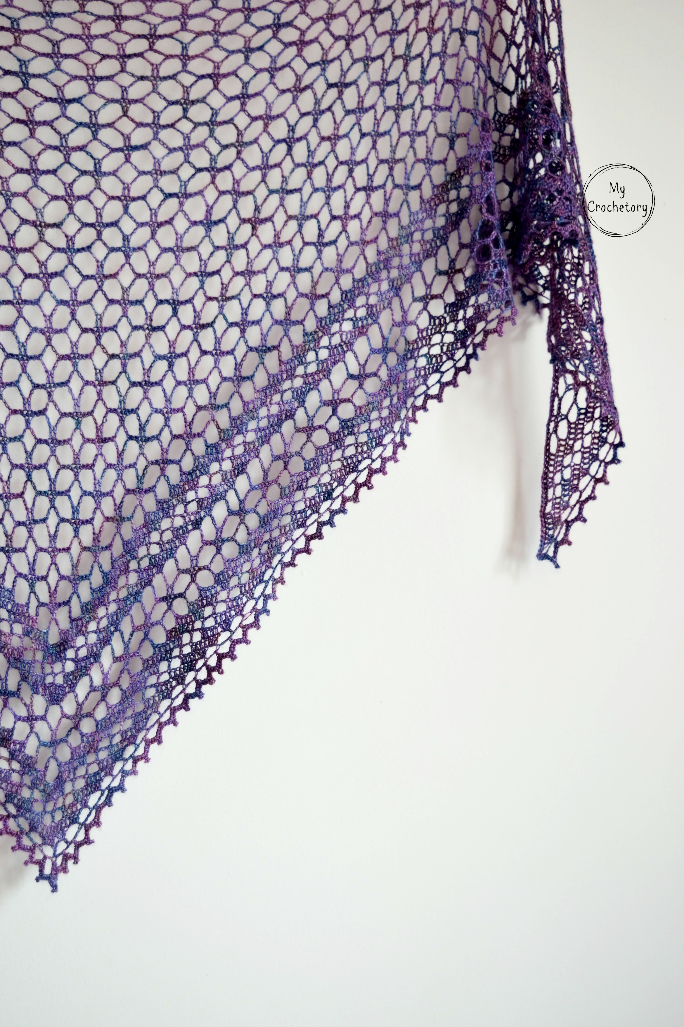 Nightfall Shawl - elegant crochet lace shawl. Free crochet pattern by www.mycrochetory.com