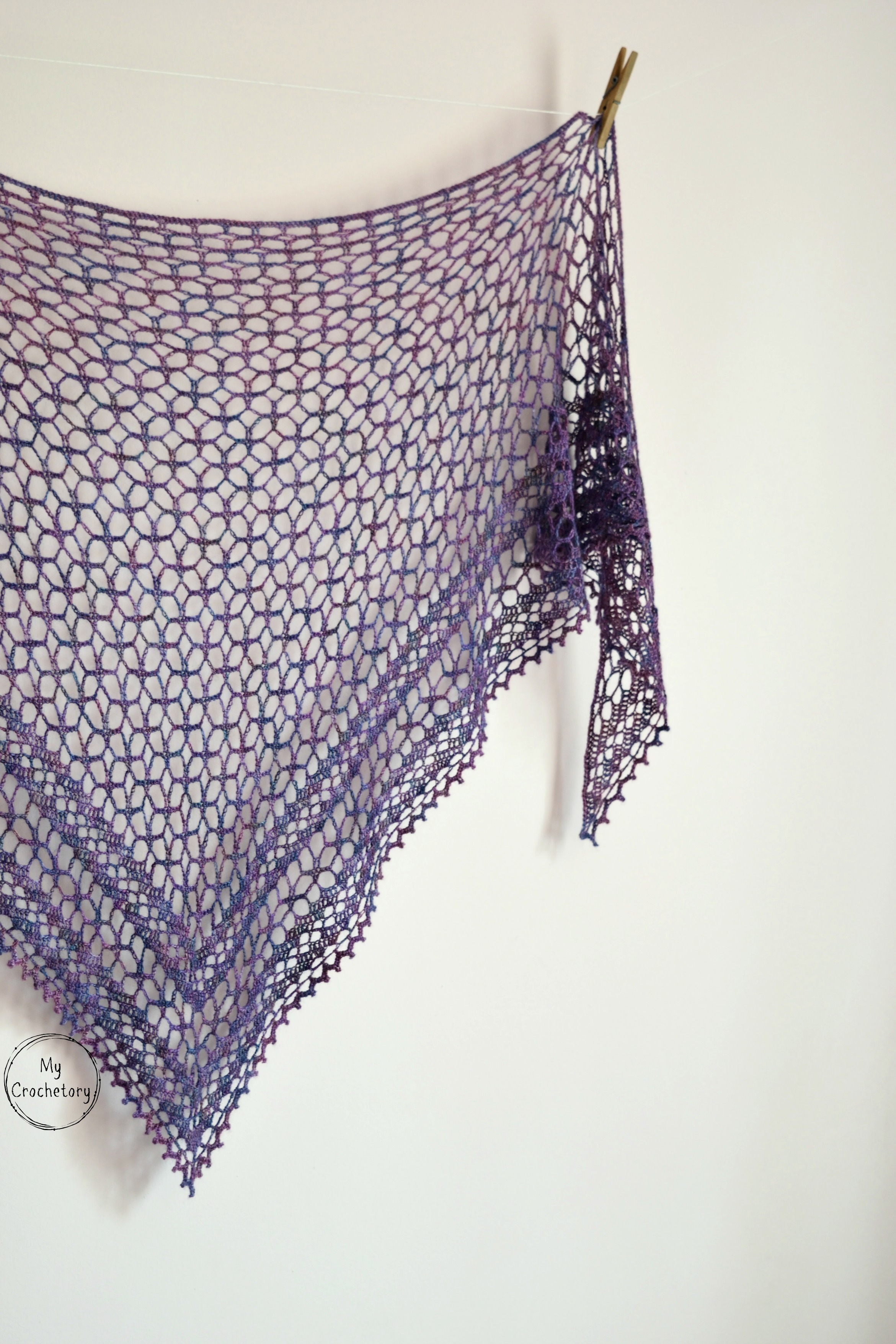Nightfall Shawl - elegant crochet lace shawl. Free crochet pattern by www.mycrochetory.com