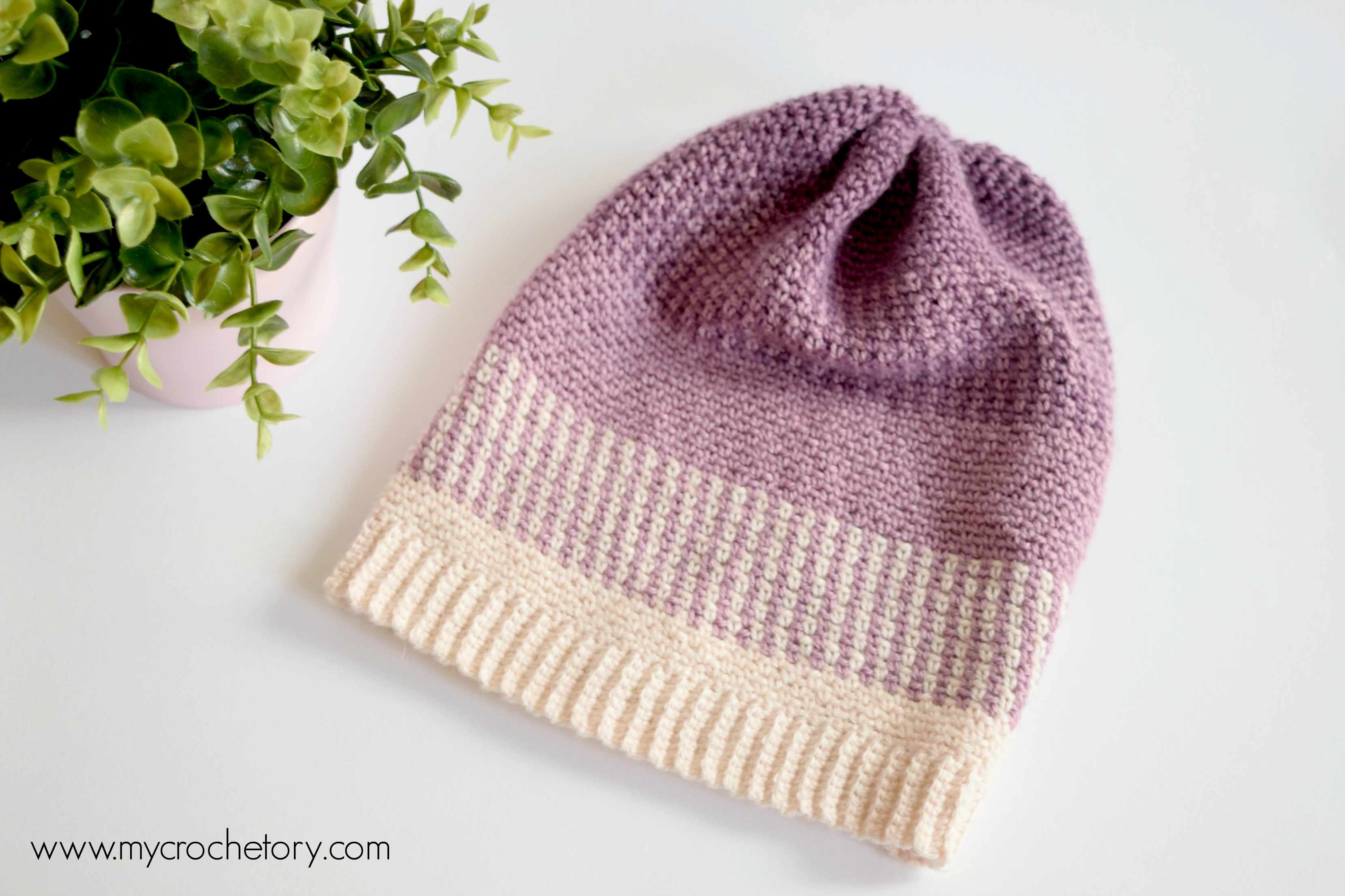 Ombre Moss Stitch Beanie, crochet hat in moss stitch