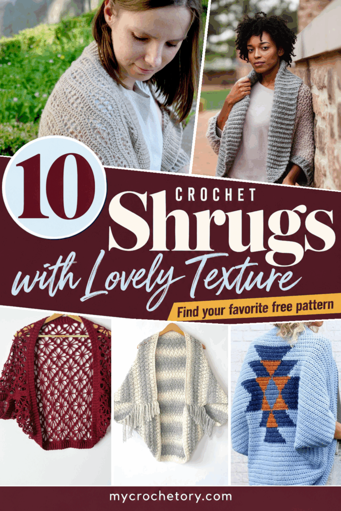 Crochet shrug patterns pin "10 crochet shrugs with lovely texture" with the Nalu, Veronica, Meadow Lace, Light Frost and Navajo shrugs