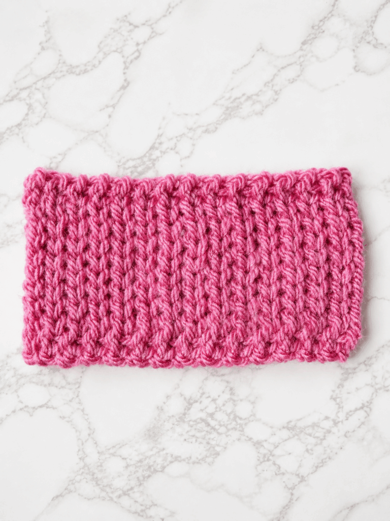 Slip stitch crochet ribbing swatch with dense stretchy knit look texture for crochet hats and sweater cuffs