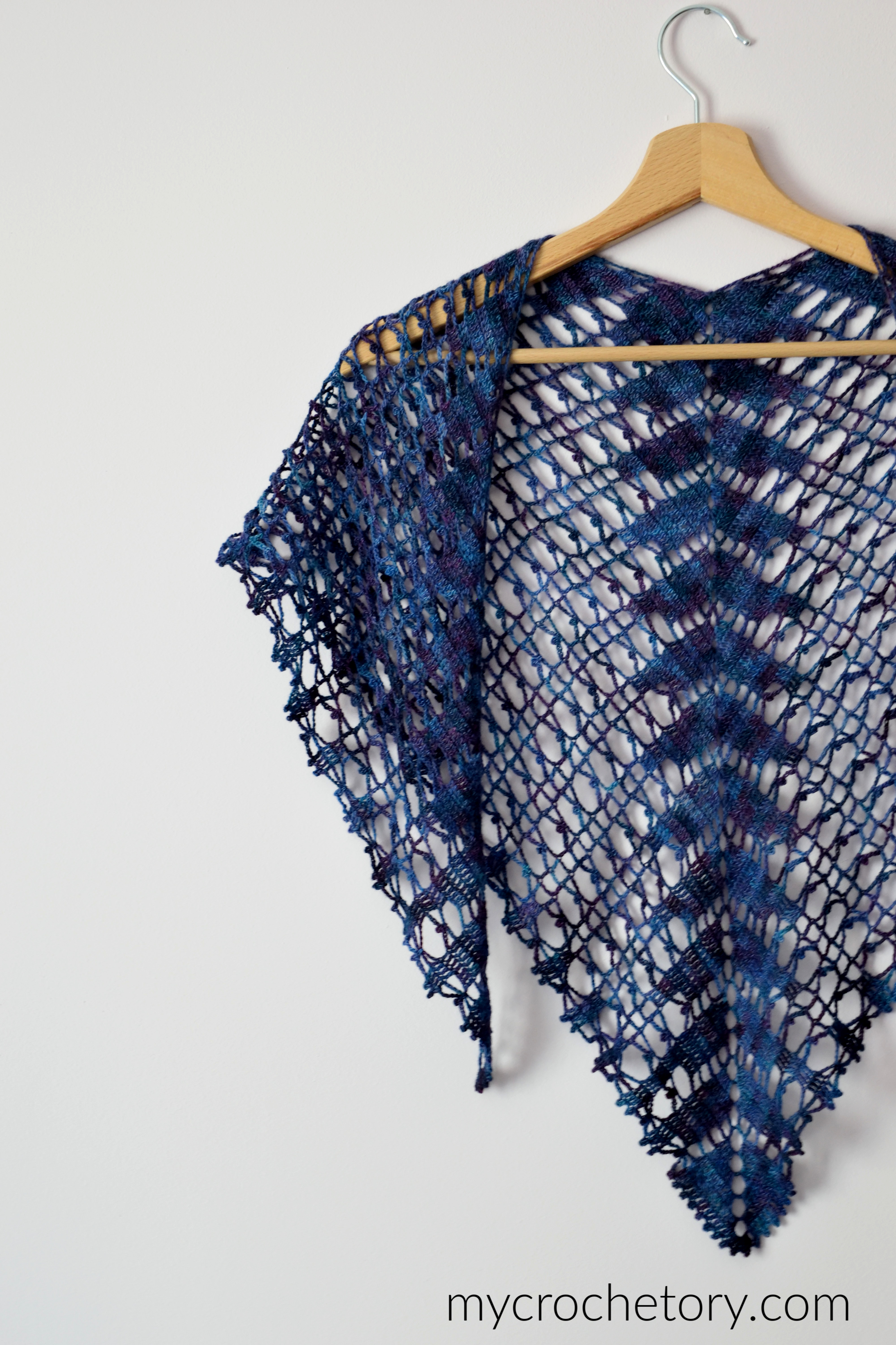 Lace Shawlette worn as a scarf, with the picot edge hanging down