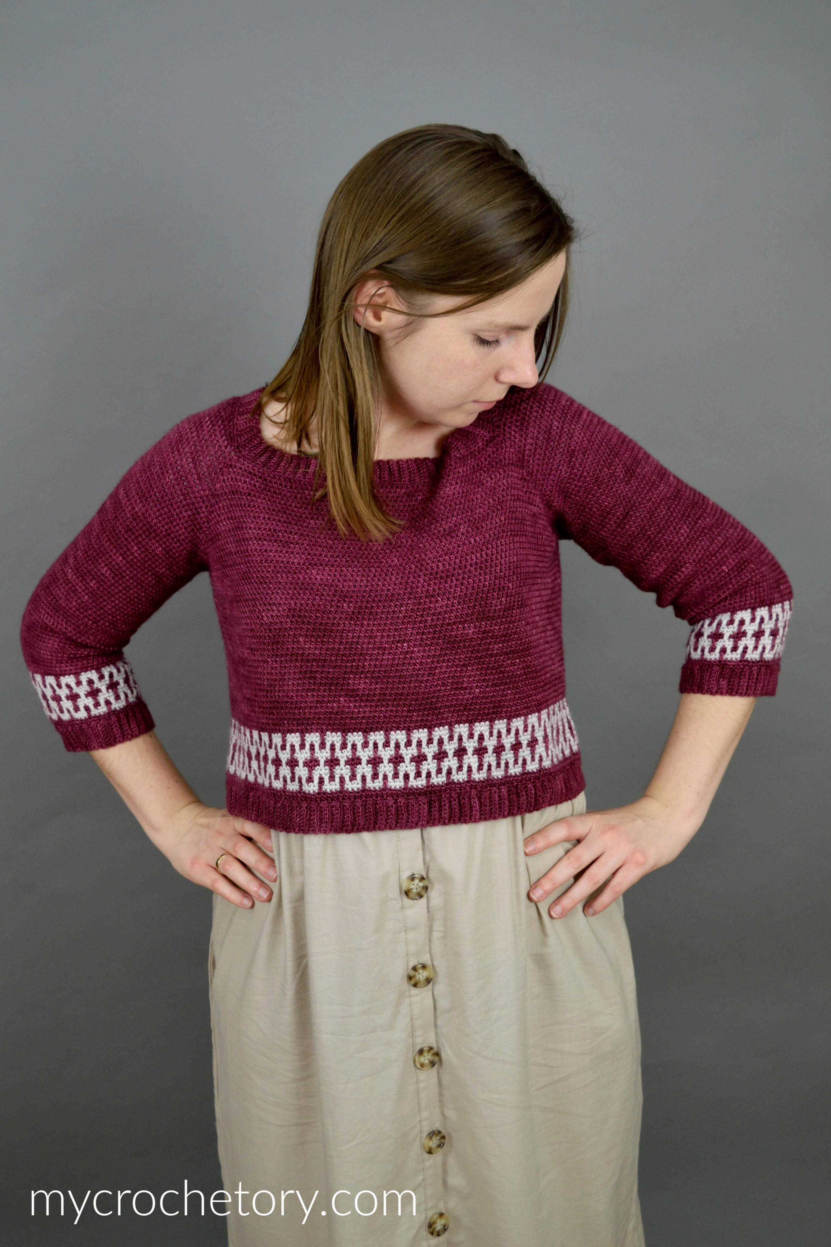 Mosaic Cropped Sweater, a free crochet sweater pattern