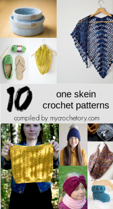 One-skein free crochet pattern round-up compiled by mycrochetory.com