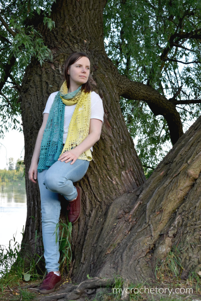 Zarina Diagonal Scarf - corner to corner crochet scarf. Free crochet pattern on my blog mycrochetory.com