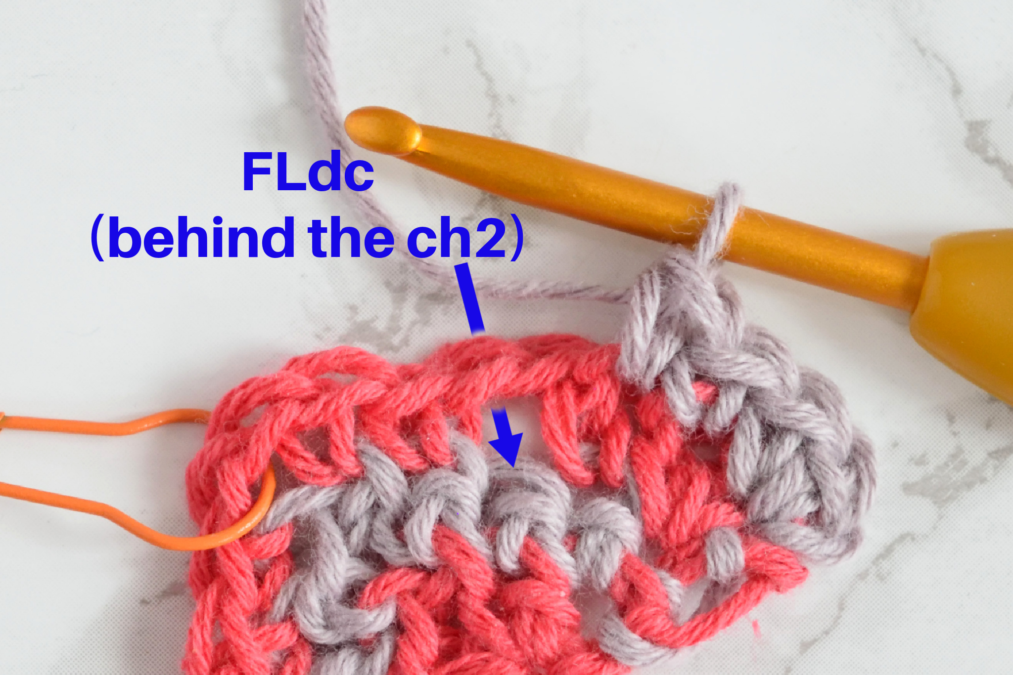 Namari mosaic crochet shawl, Row 4 step 2