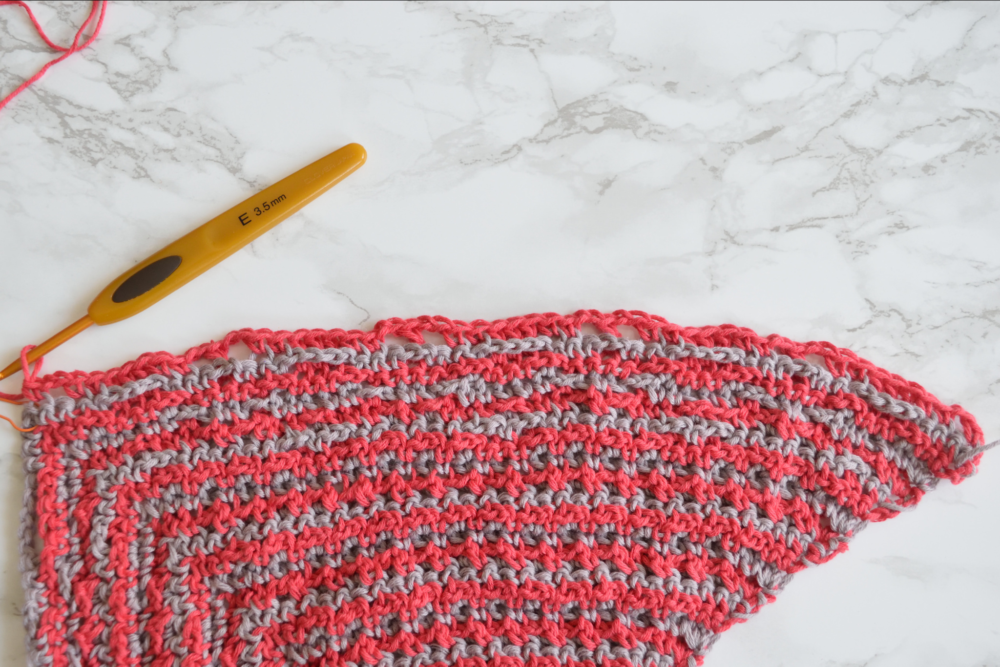 Namari mosaic crochet shawl, Row 27 step 3