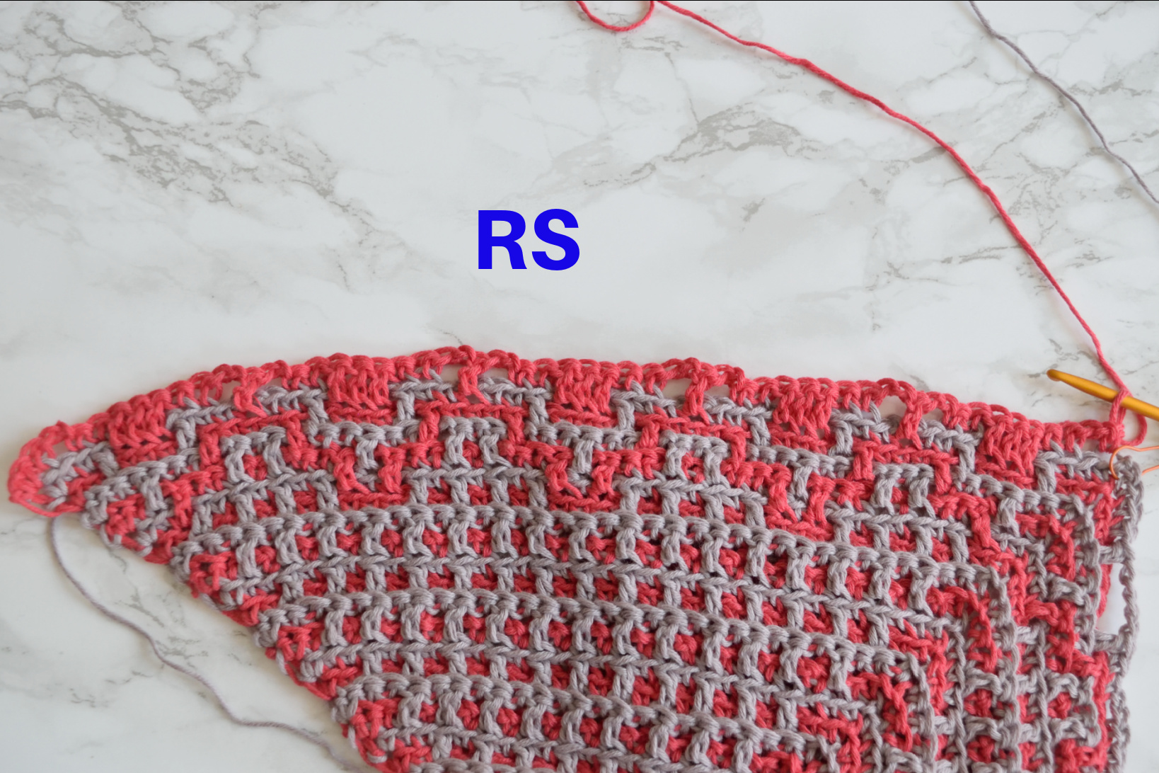 Namari mosaic crochet shawl, Row 27 step 1