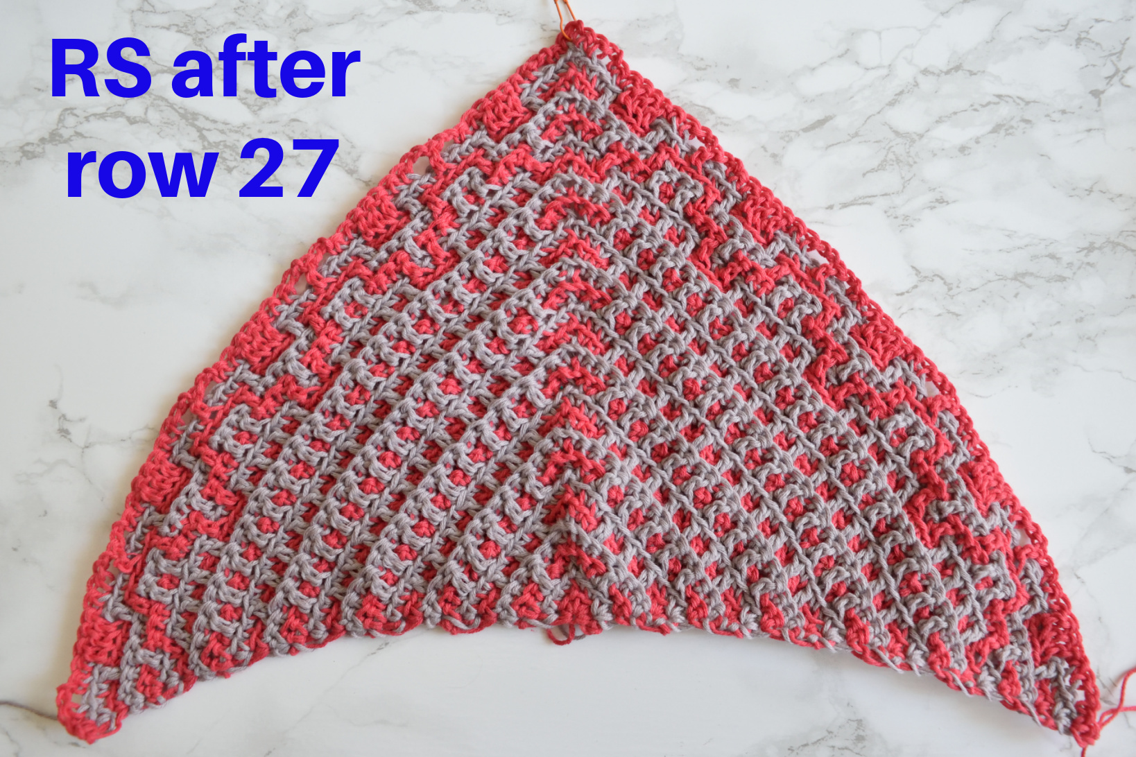 Namari mosaic crochet shawl, Row 27 step 3