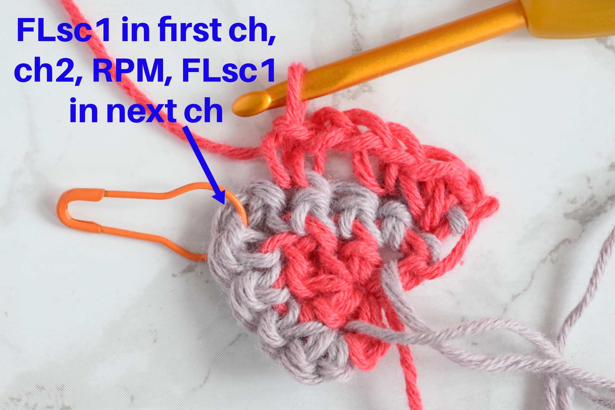 Namari mosaic crochet shawl, Row 3 step 3