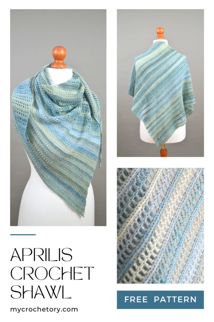 Aprilis Shawl - A beautiful asymmetrical simple crochet shawl pattern with a modern design, perfect for warmer weather.