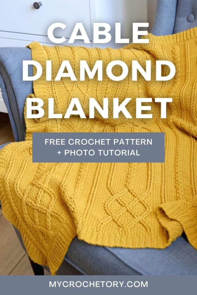Close-up of the intricate cable stitches in the Cable Diamond crochet baby blanket with cables