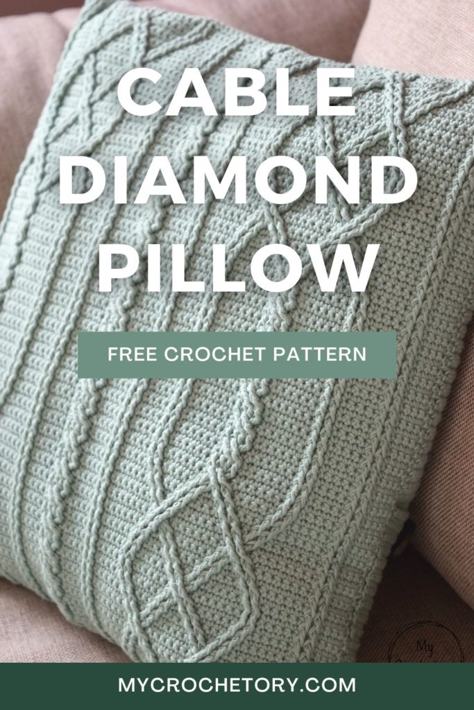 Styled living room with decorative crochet pillows, including the Cable Diamond Pillow