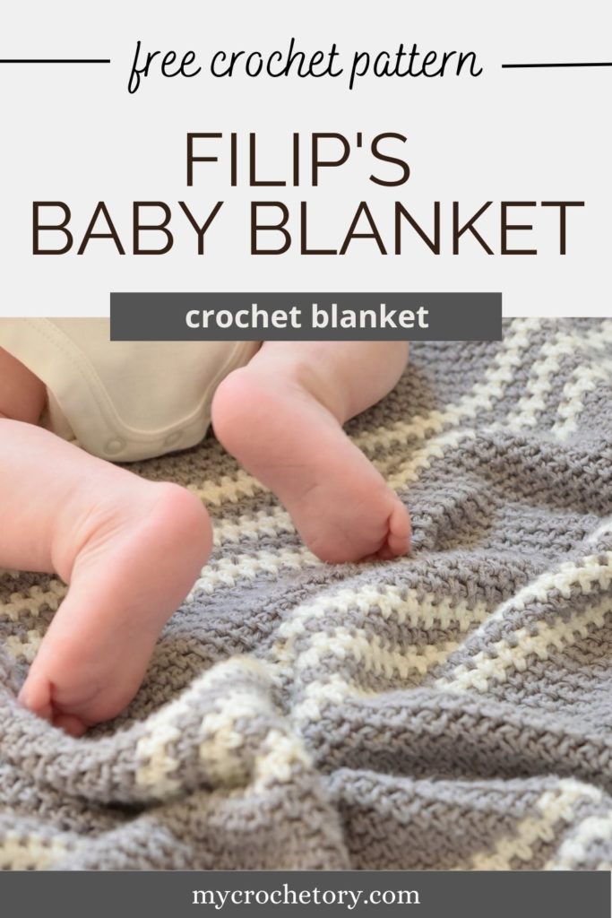 Cozy and comforting Filip's Beginner crochet baby blanket free pattern.