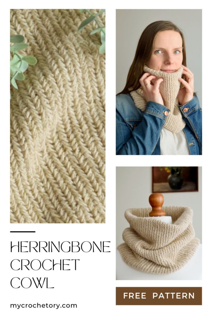Versatile crochet neck warmer pattern - A stylish accessory worked in the herringbone stitch.