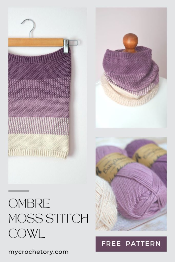 Ombre Moss Stitch Cowl: A cozy and fashionable free crochet cowl pattern accessory