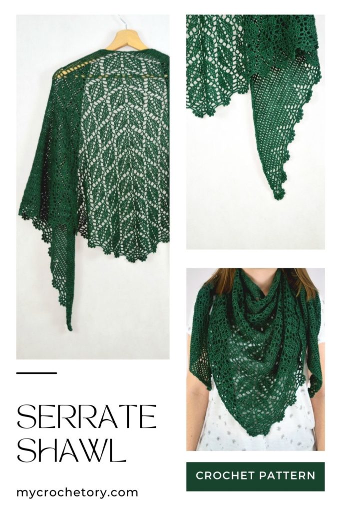 Captivating Serrate Crochet Pattern Shawl - Finished Shawl