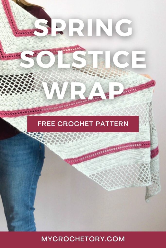 Spring Solstice Wrap: Crochet Pattern for a Rectangular Shawl. Free crochet shawl with stitch charts.