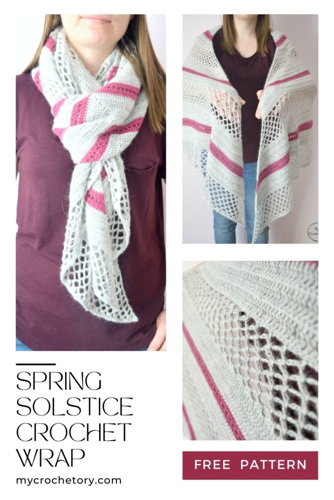 Spring Solstice Wrap: Crochet Pattern for a Rectangular Shawl. Free crochet shawl with stitch charts.