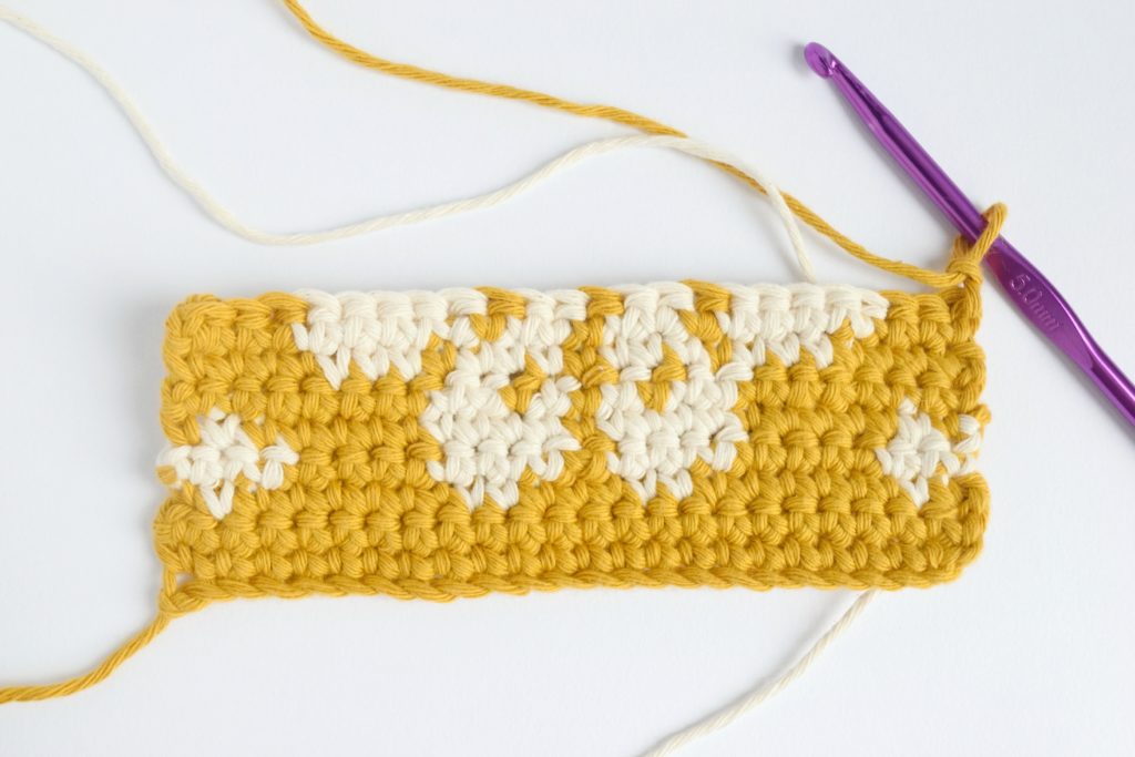 A colorful crochet project showcasing the beauty of intarsia crochet colorwork