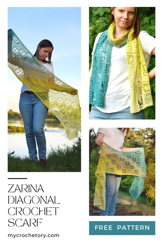 The delicate and airy Zarina Scarf Crochet Pattern FREE, a perfect lightweight crochet shawl for any occasion.