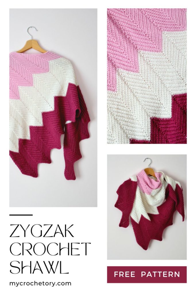 A beautiful ZygZak ripple crochet shawl pattern FREE with an asymmetrical design.