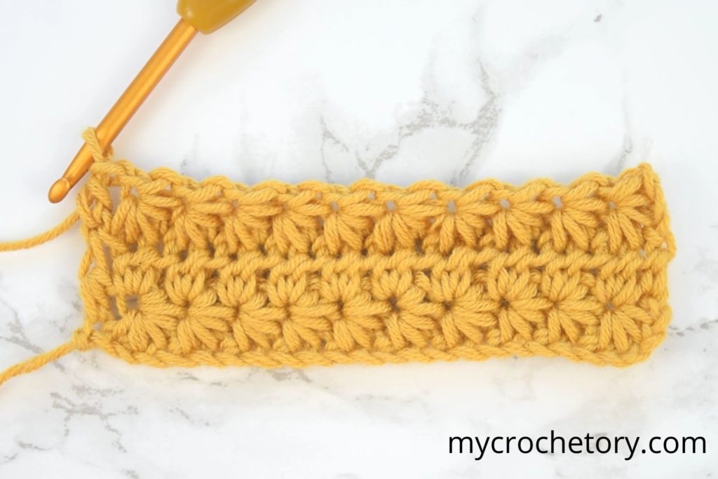 Visual tutorial on how to create star stitch in crochet