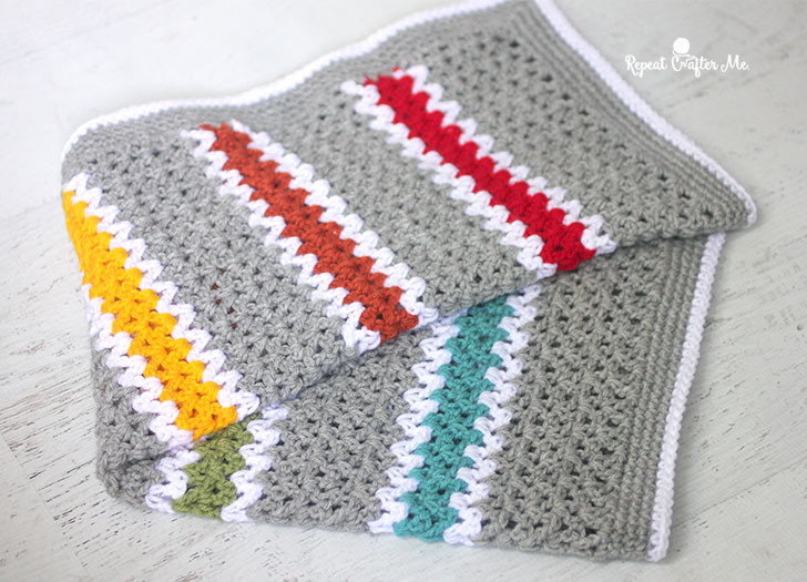 Crochet V-Stitch Rainbow Blanket