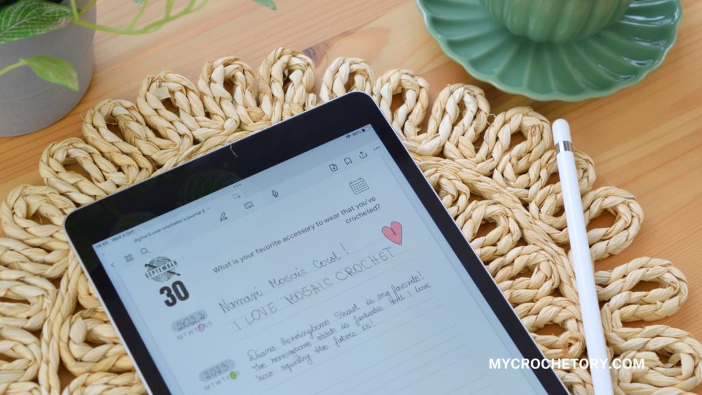 5-year digital journal for crocheters. 5-year digital journal for knitters, One Question a Day journal.