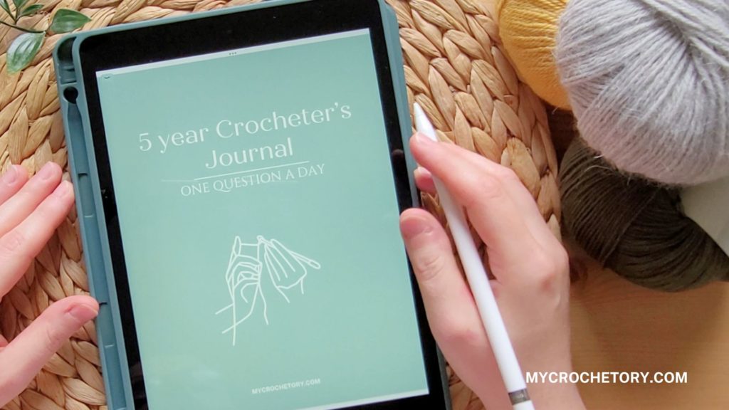 5-year digital journal for crocheters. 5-year digital journal for knitters, One Question a Day journal.
