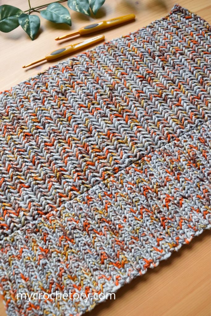 Close-up of texture in crochet winter hat pattern