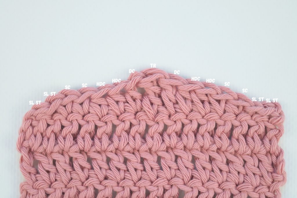 How to double crochet for beginners: comparison between other basic crochet stitches.