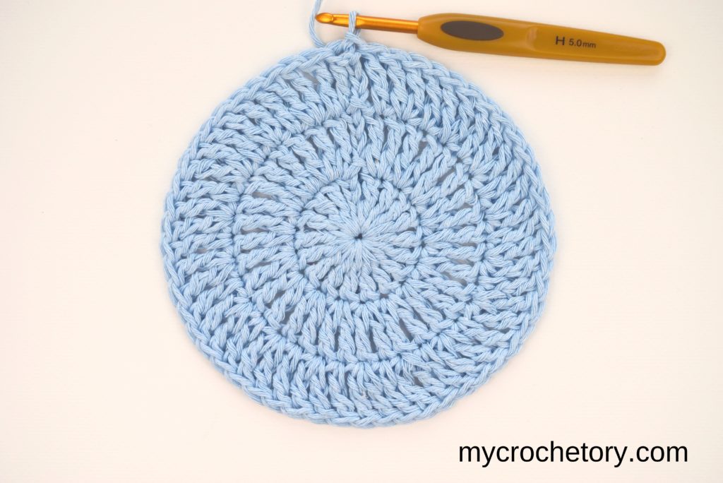 How to treble crochet in the round.