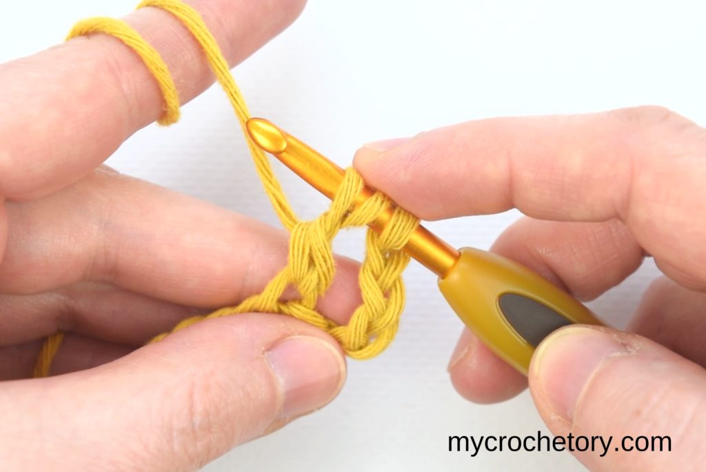 How to treble crochet: the part of the treble crochet stitch.