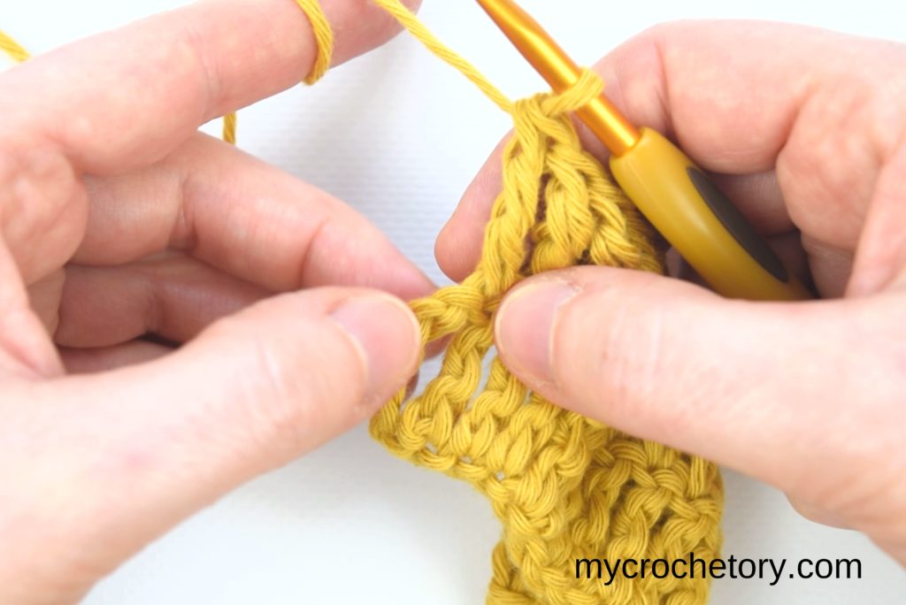 How to treble crochet: how to work the last treble crochet of the row.