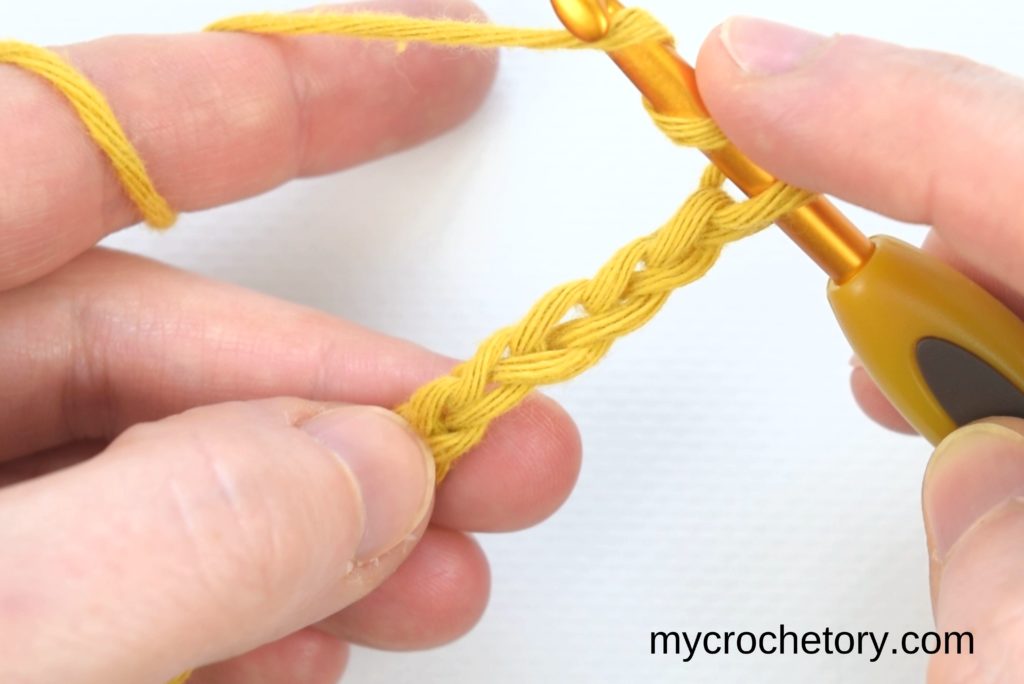 How to treble crochet: yarn over twice.