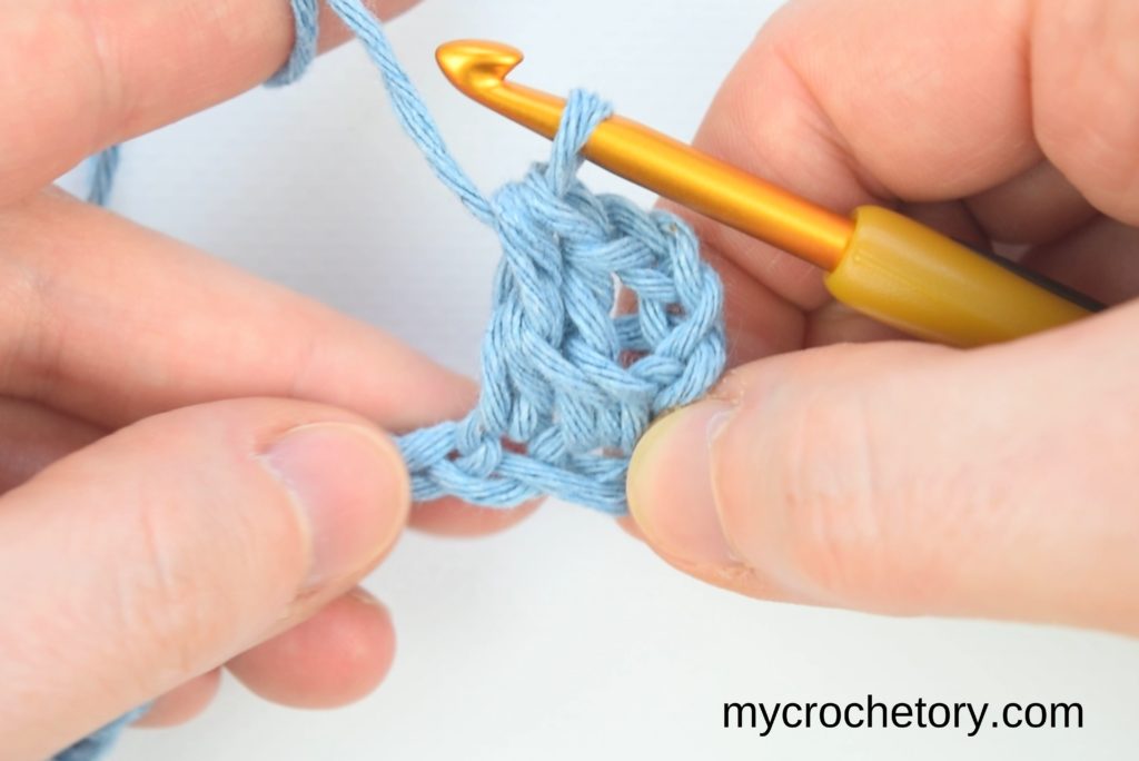 Encouraging to continue the crochet process across the row for a seamless result.