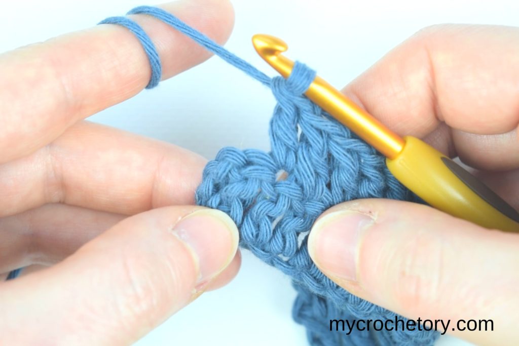 How to double crochet for beginners: where to work the last double crochet.