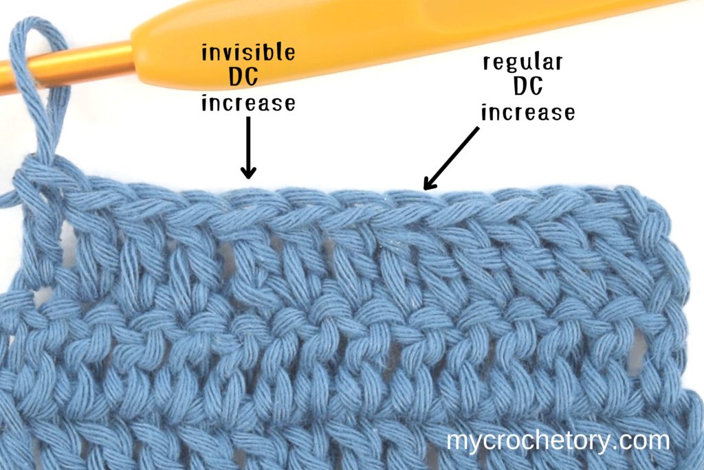 How to decrease in double crochet in two ways: the regular way and the invisible way.