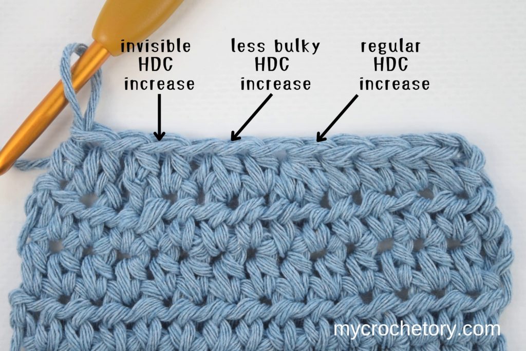 How to do half double crochet decrease: 3 ways - regular way, less bulky way and invisible way