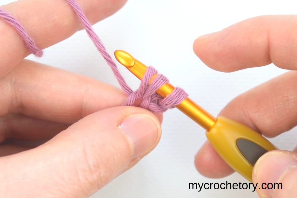 How to Single Crochet 2 Rows at once: pull up a loop.