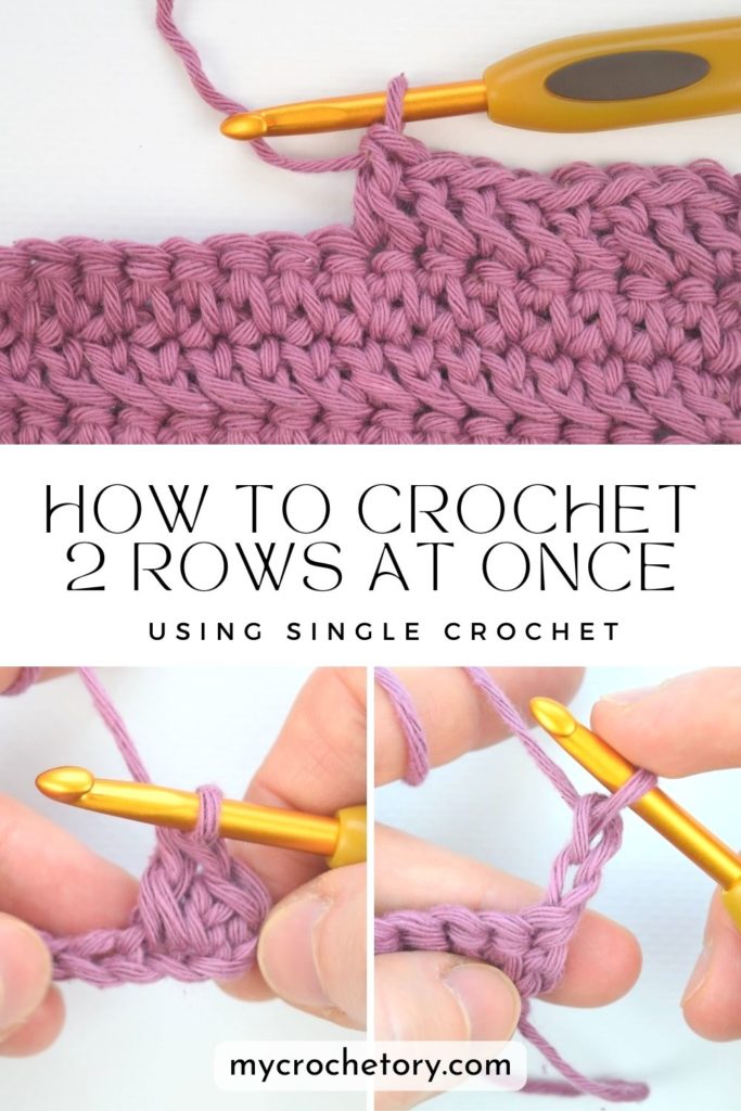 Learn how to crochet 2 rows at once using single crochet.