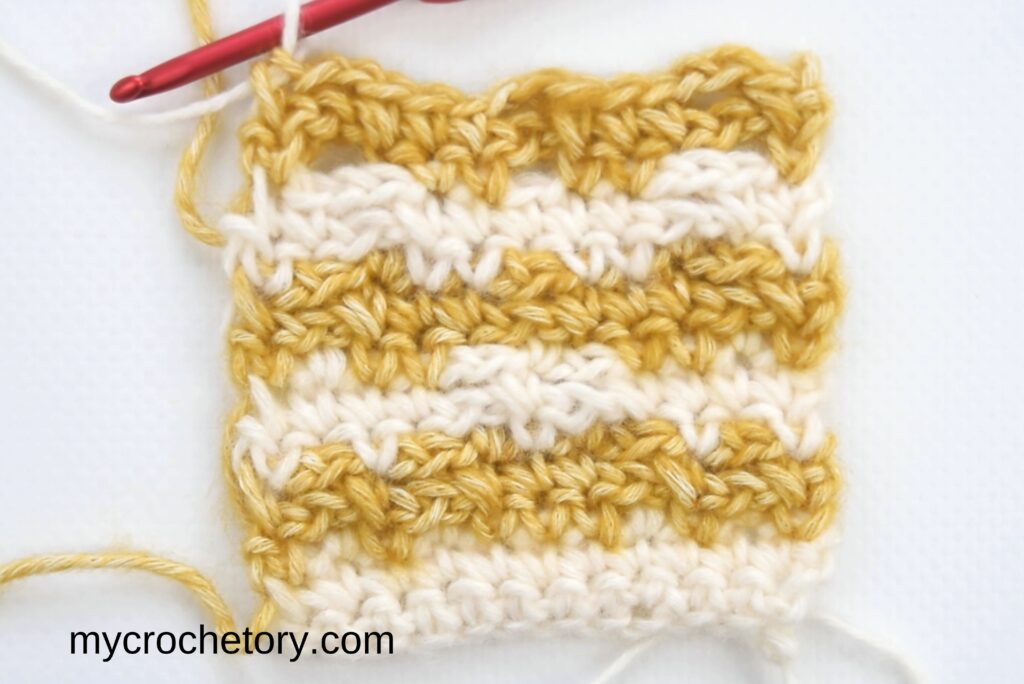 Mosaic crochet in rows: 12th row