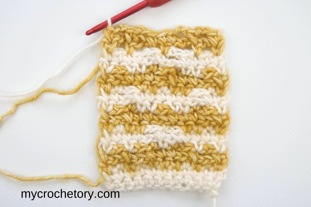 Mosaic crochet in rows: 16th row