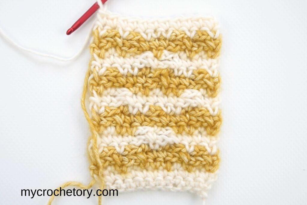 Mosaic crochet in rows: 18th row